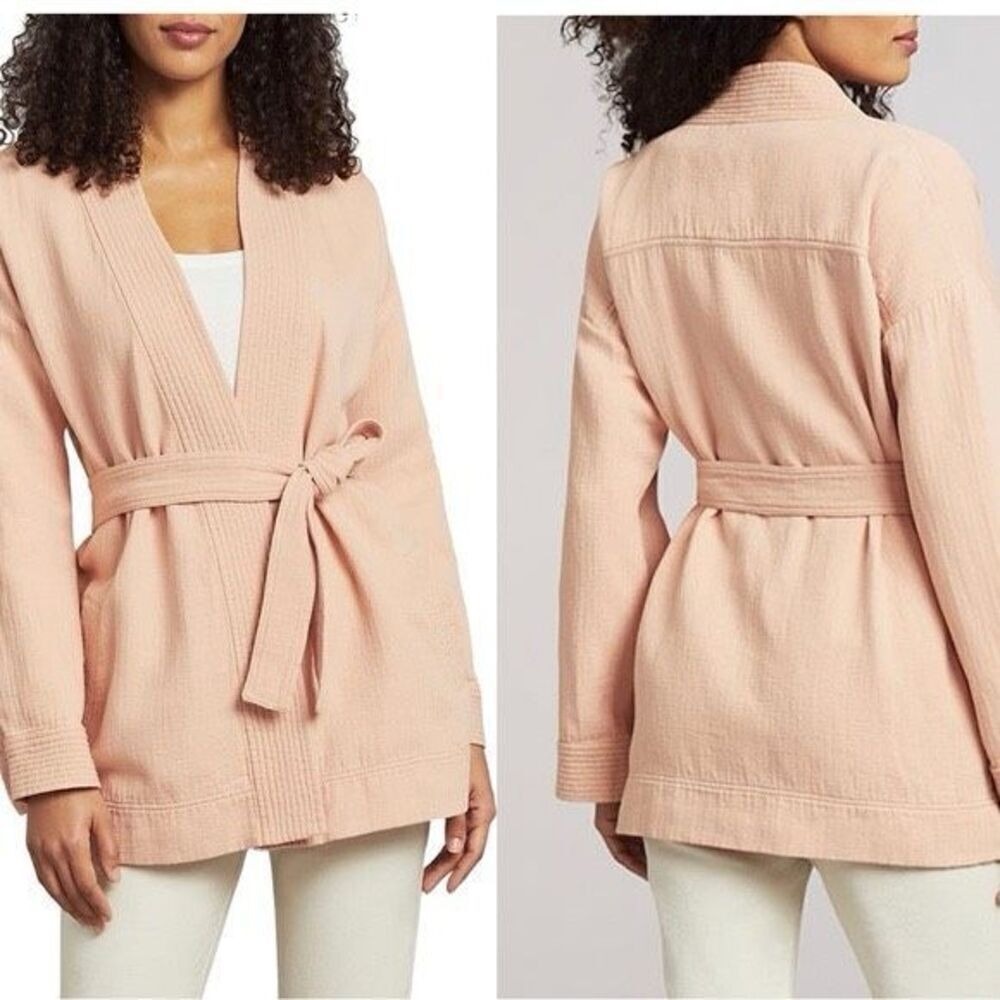 Faherty Hidden Hills Jacket Cardigan XS Natural Organic Cotton Tie Front Utility